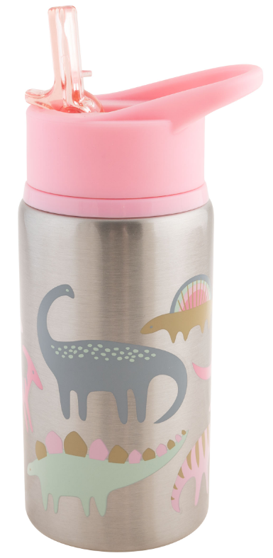 Stainless Steel Water Bottle - Pink Dino